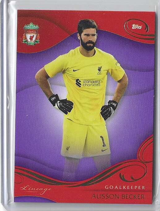 2022-23 Topps Liverpool FC Lineage Alisson Becker Purple #14/15