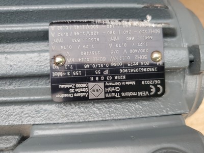 Vem Motors Thurm Gmbh K25R 63 G 8 H Electric Motor