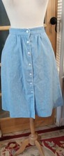 Vintage 70s Skirt Sweet A-Line Button Front W/Piping Modest Charming High Waist