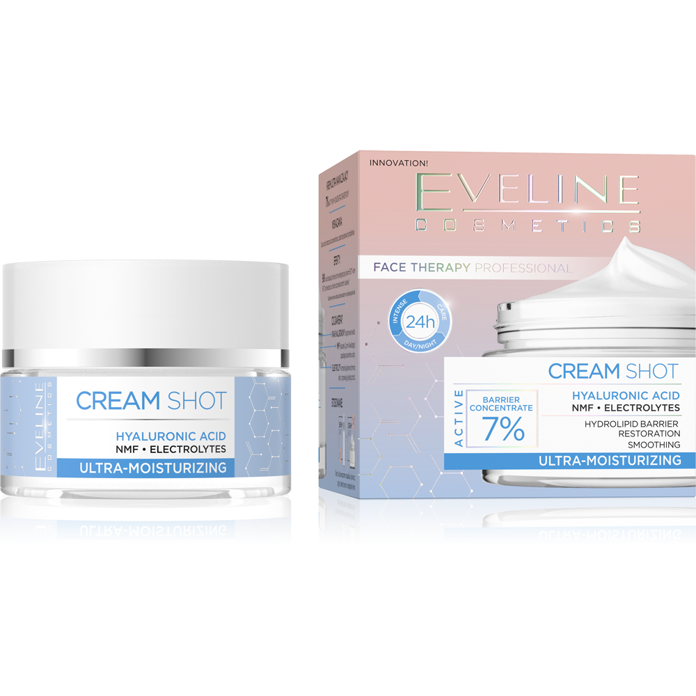 Eveline Cream Shot Face 7% Hyaluronic Acid Ultra Moisturizing 50Ml - Image 2