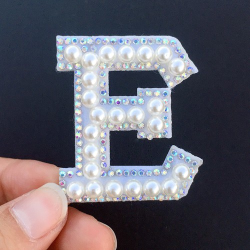 A-Z Letter Pearl Patches Rhinestone Sew Iron on Applique Alphabet Garment Badge - Picture 17 of 38
