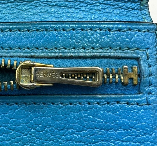 HERMÈS Bearn Souffle Epsom Leather Black/light blue Bifold Long Wallet GoldMetal - Picture 20 of 22