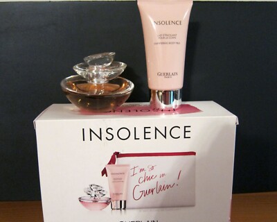 Guerlain INSOLENCE 3-pc Gift Set: EDT 50 ml/1.7 oz+Body Lotion 2.5 oz+Purse, NEW