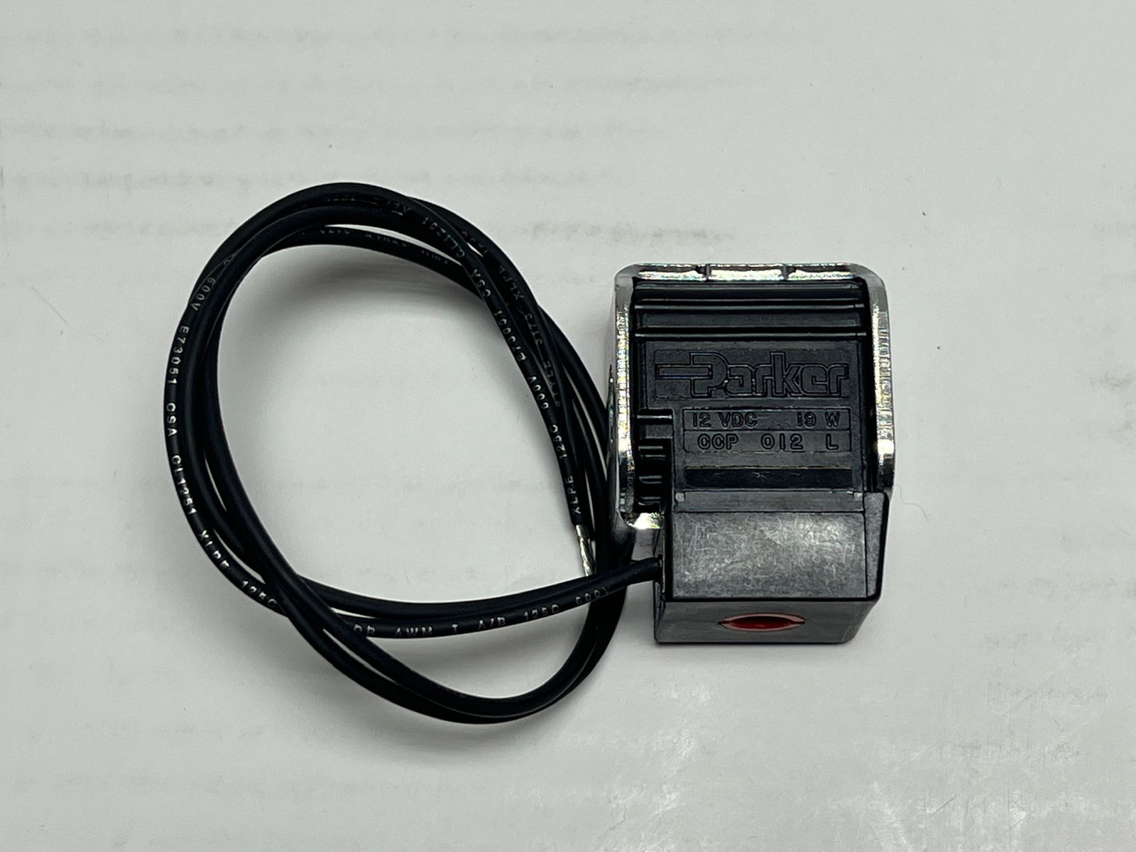 Parker Hydraulics 12 VDC 19W CCP 012 L Cartridge Valve Solenoid Coil w/ Leads