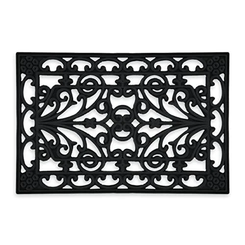Relaxdays Zerbino Con Cuori 40x60 Cm - Tappeto Ingresso In Fibra Di Cocco Antiscivolo Per Esterni E Interni, Naturale E Nero