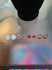 Vintage 4 Paar Ohrringe Emaille Clip aus Nachlass Verkauf 60er 70er Jahre rosa rot weiß