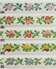 1/2" Jacquard Woven Floral Ribbon Trim with Metallic - 15 Continuous Yards