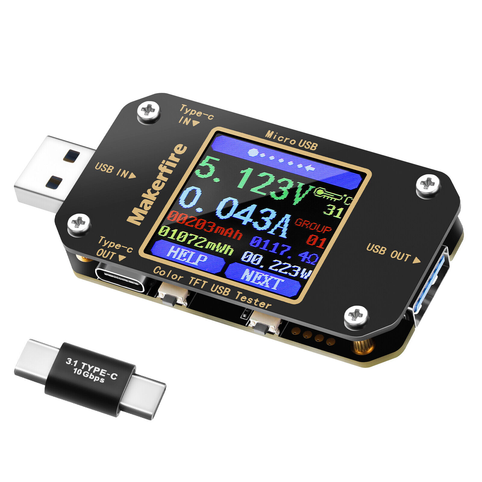 USB Leistungsmesser Tester Typ-C Multimeter Voltmeter Amperemeter Detektor