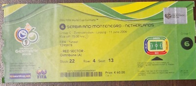 1 x WM 2006 Ticket   SERBIEN - NIEDERLANDE  Spiel 6   UNBENUTZT Zustand 1A Cat.2