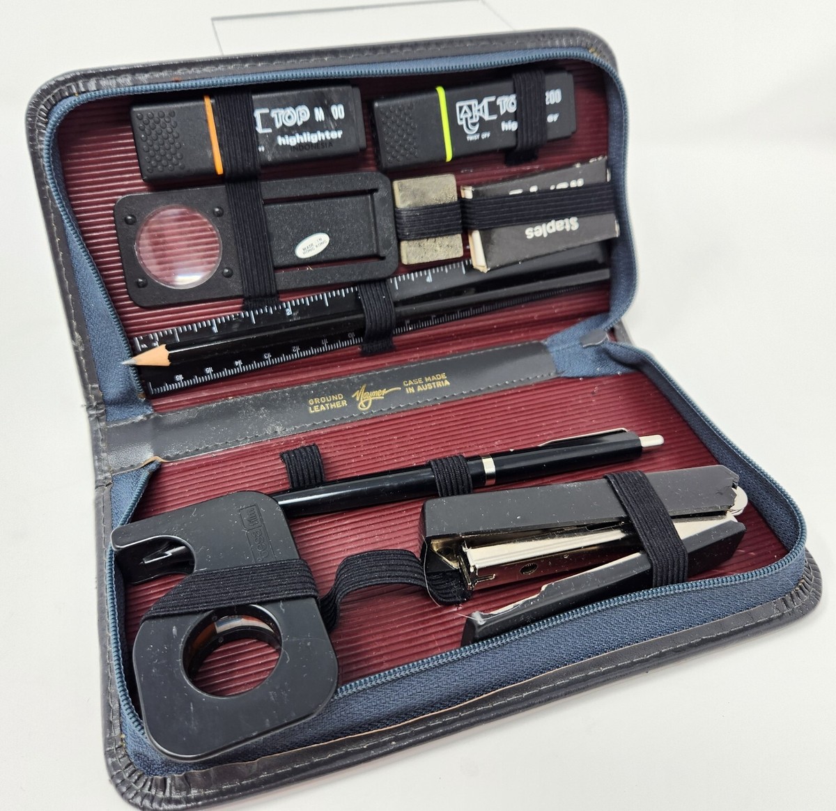 Vintage Leather Travel Office Supply Case