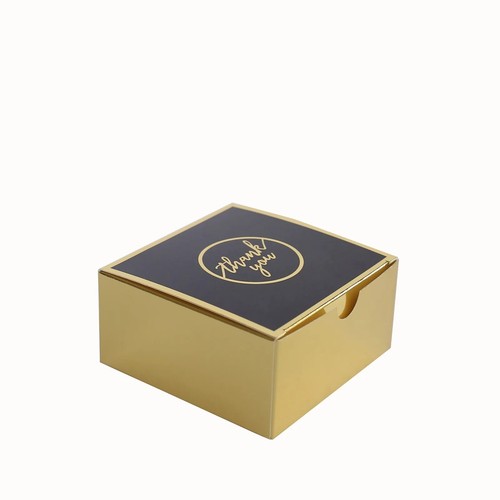 25 Gold Black 4x4 in Gift BOXES Thank You Print Favor Holders Party Decorations - Picture 4 of 9