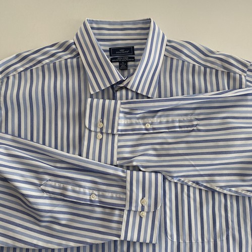 Camicia manica lunga Dockers uomo XL 17/17,5 con bottoni blu e bianca a righe nuova con etichetta - Foto 6 di 12