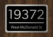 Customized Home Address Plaque Silver Text Metal 12" x 8" House Number Sign