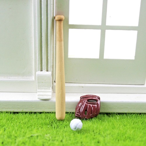 1 Set Casa delle Bambole Miniatura Baseball Doll House Accessori Mazza in Legno - Foto 6 di 12