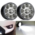 2Pcs White 9 LED Daytime Running Lights DRL Car Lights Fog Light Driving Lamps