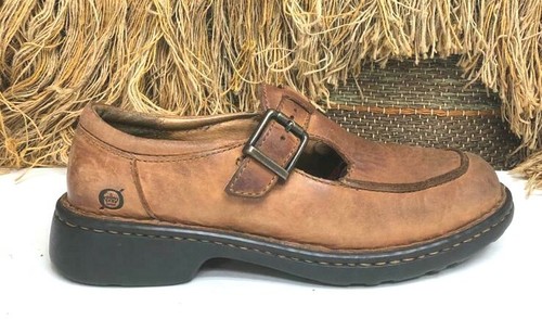 BORN Womens Shoes Brown Leather T-Strap Mary Jane Flat Size W6431 Sz 7 |  eBay