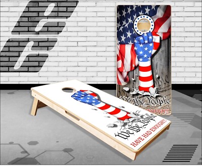 We The People Flag Wood Cornhole Boards Bean Bag Toss Game