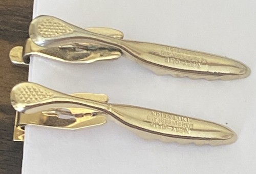 Vintage Nippy Clip Krawattenklammer X2 quadratisches Inlay Made in England - Bild 6 von 7