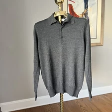MONCLER Long Sleeve Sweater Wool Stretch Knit Pullover Polo NoLogo Slim Medium