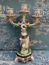 Royal Dux Bohemia Capodemonte Meissen Bougeoir Rocaille Louis XVI en porcelaine