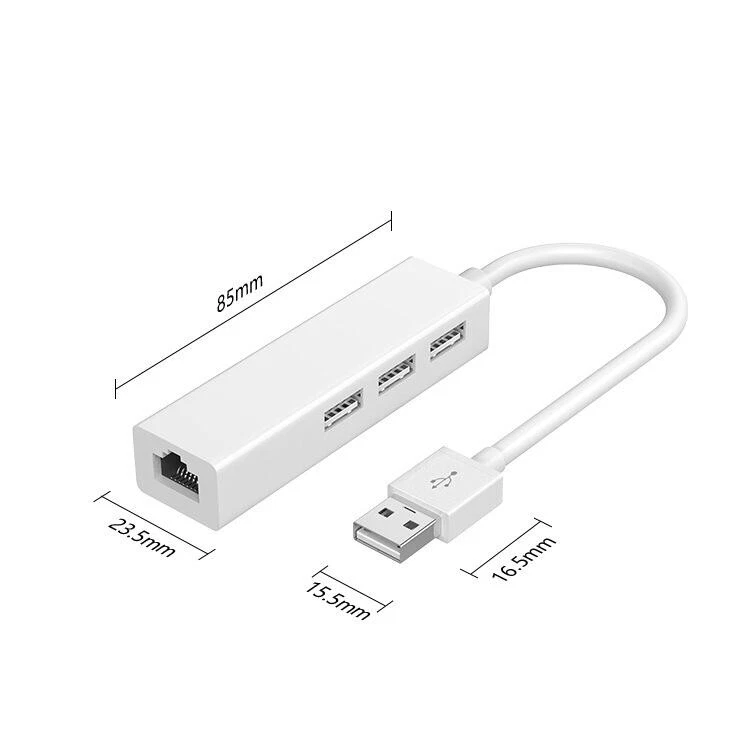USB A auf 3 x USB A und RJ45 Ethernet Lan Adapter Hub Kabel Mac USB-A Netzwerk - Bild 4 von 4