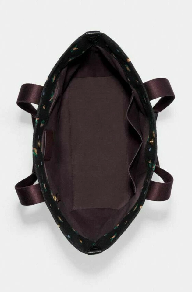 Coach X Peanuts Tote With Snoopy Canvas Black Floral 6172 LIMITED $492 - Image 3 of 4