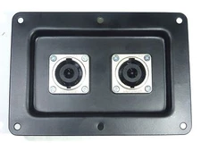 One Black Metal Speaker Jack Plate -2 Genuine Neutrik SpeakOn NL8MPRXX Connector
