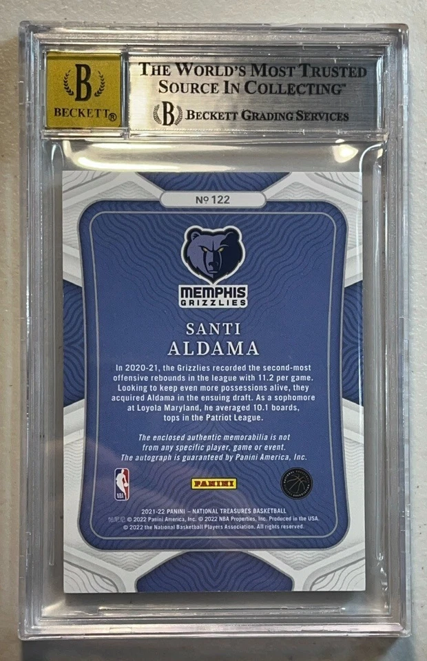 Santi Aldama BGS 8.5 10 2021-22 National Treasures /24 Gold RPA Patch Auto RC - Image 3 of 3