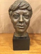 Bronze Bust/Head Sculpture of Woman, Signed