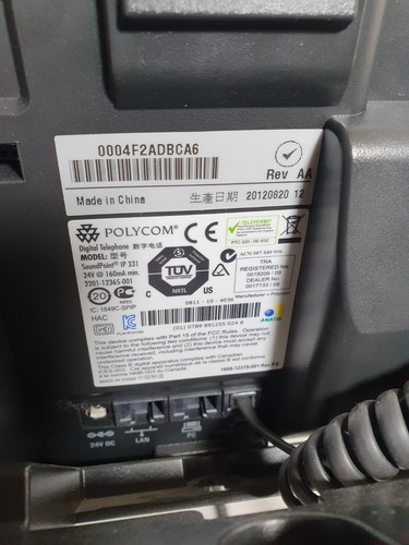 Polycom SoundPoint IP 331 rev AA Phone telefono IP display per ufficio + stand - Zdjęcie 5 z 6