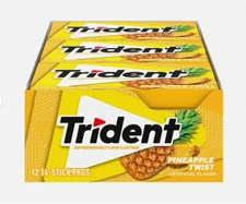 Trident Pineapple Twist Sugar Free Gum, 12 Packs of 14 Pieces (168 Total Pieces)