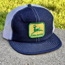 Rare Vintage John Deere Denim White Louisville Trucker Hat USA￼