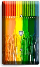 BRIGHT COLOR MELTED CRAYONS OUTLER PLATE CREATIVE ART HOBBY STODIO ROOM HD DECOR