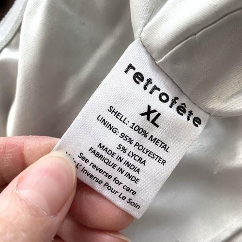 RRP US$621 Retrofete Kauren cropped embellished chainmail camisole silver NWT XL - Picture 9 of 9