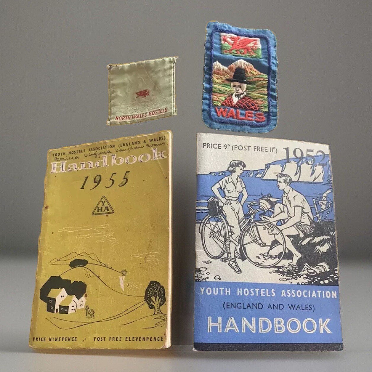 Vintage YHA Handbooks 1952 1955 And 2 Cloth Patches. Memorabilia Hiking Outdoor