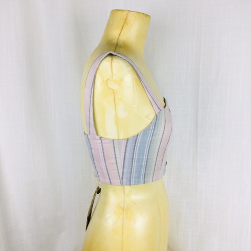 NWT Show Me Your Mumu Women’s XS Cadence Crop Top Striped Pastels Shell Buttons* - Picture 4 of 9
