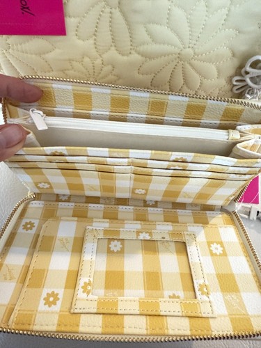 NWT BETSEY JOHNSON XOBECA-N TOTE CROSSBODY BAG FLORAL & WRISTLET YELLOW - Picture 11 of 11