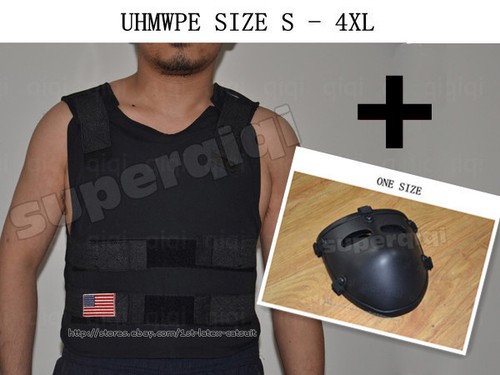 New PE Bullet Proof Vest with Face Mask ballistic body armor NIJ Level 3A
