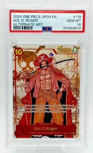 ONE PIECE GOL D. ROGER 2024 OP09-EMPERORS IN THE NEW WORLD #118 ALT ART PSA 10