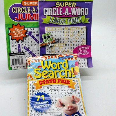 Word Search/Circle A Word Puzzle Books Lot of 3 Large Print