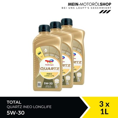 Total Quartz Ineo Longlife 5W-30 API SP ACEA C3 VW Motoröl 3x1 Liter = 3 Liter