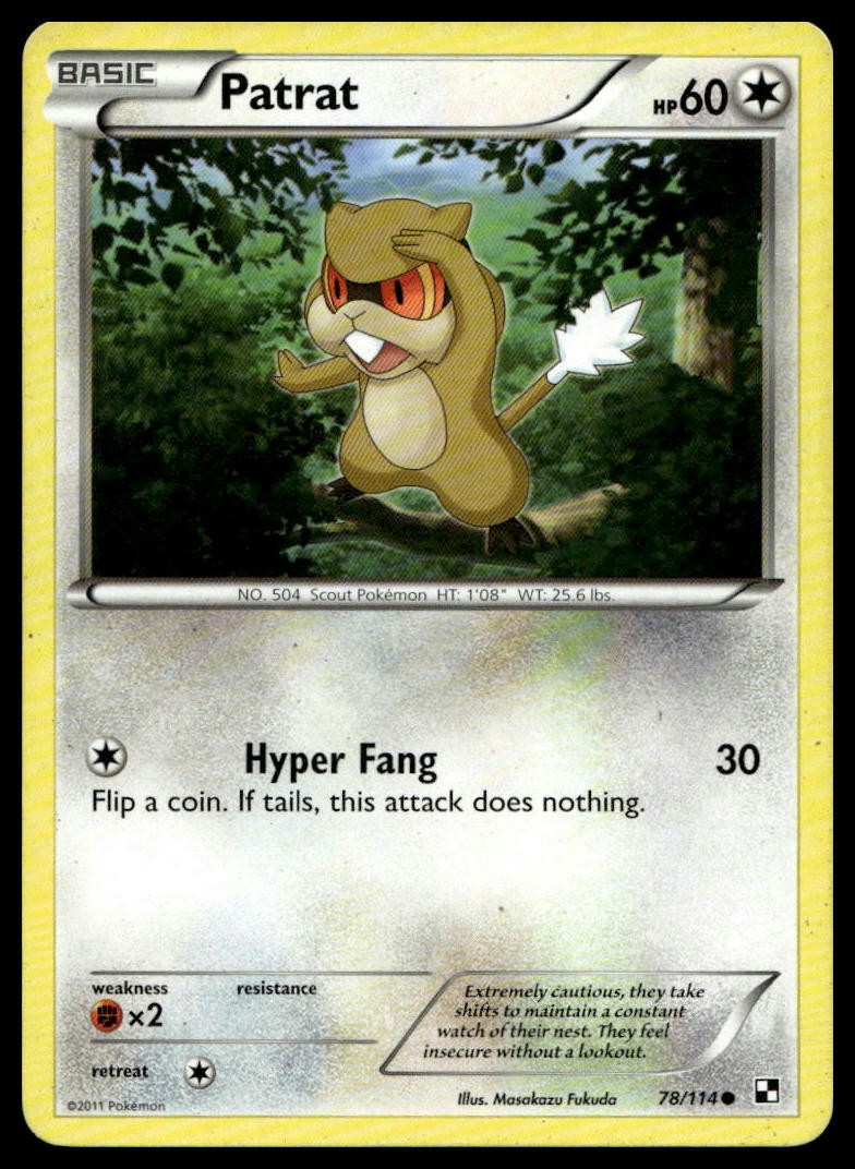 Patrat (78) #78/114 Black and White Near Mint or Better - Pokemon Card
