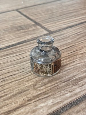 Antique Vintage Higgins Waterproof Drawing Ink Glass Bottle Empty Original Label