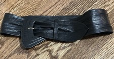 Vintage Magid Black Leather Belt Medium 1980s Retro