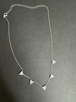 Sterling Silber 925 Halskette mit CZ Herzen Größe 16 mit 4 Zoll Extender