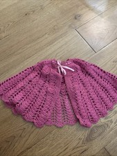 VINTAGE 1970'S ERA HAND CROCHET Raspberry BABY CAPE