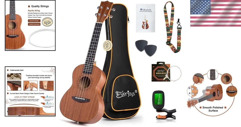 Concert Ukulele Mahogany - 23" Professional Uke Starter Set - Image 2 of 4