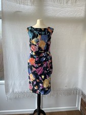Coast Dress Size 12 Wrap Style Ruched Sleeveless Midi Multicolour Summer Party