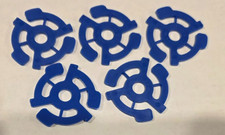 5 New Blue 45 RPM 7" Plastic Snap-In Record Adapters NEW