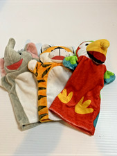 Melissa Doug Safari Buddies Hand Puppets Tiger, Parrot Elephant Set